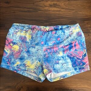 Fleo Blue, Pink, and Yellow Athletic Shorts